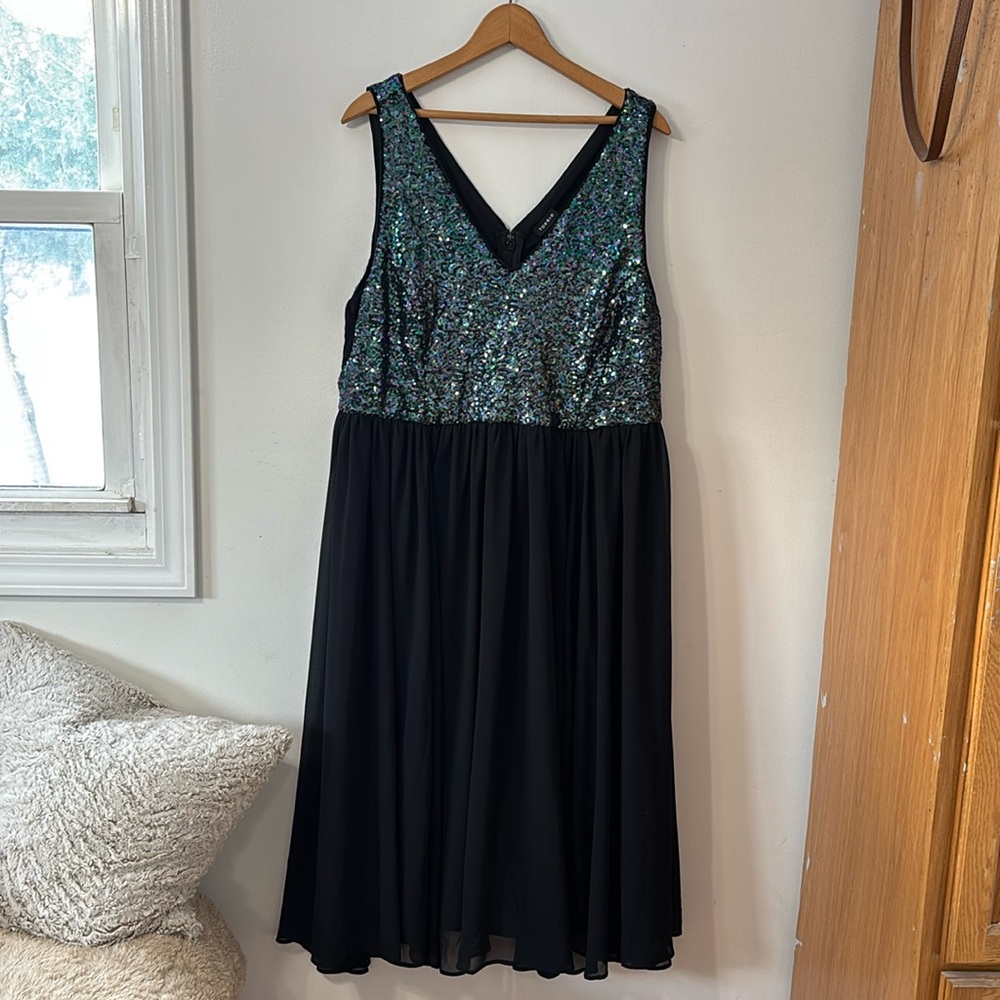 Torrid Sequined Top and Chiffon Bottom Midi Dress